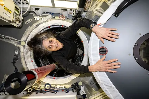 Iss072e282112 NASA astronaut and Expedition 72 Commander Suni Williams is pictured inside the vestibule between the SpaceX Dragon cargo spacecraft…